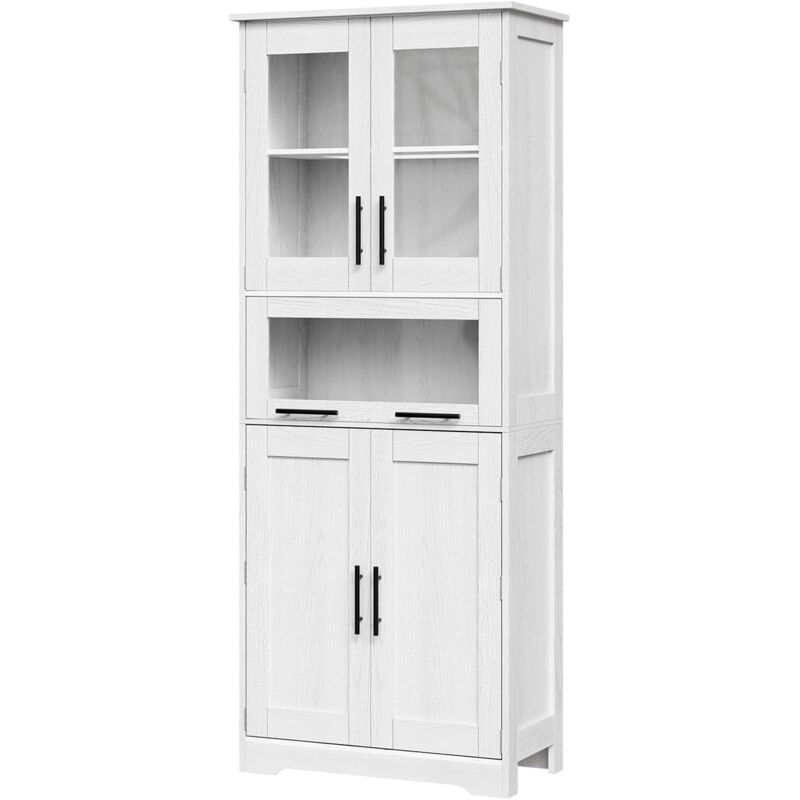 Badezimmerschrank Mit 4 Türen, Höhenverstellbarer Ablage, Badschrank Freistehend, Für Bad, Schlafzimmer, Wohnzimmer, 60 X 30 X 170 Cm Weiß