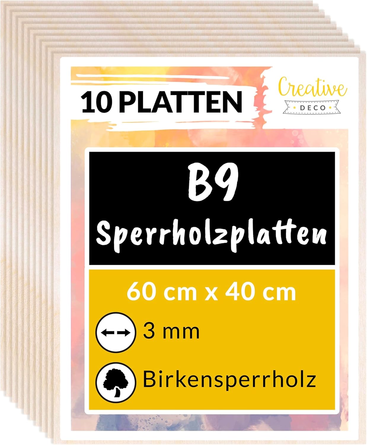 Creative Deco 10 X Sperrholzplatte 3mm 600 X 400 (+/- 2) Mm Birkensperrholz Dünne