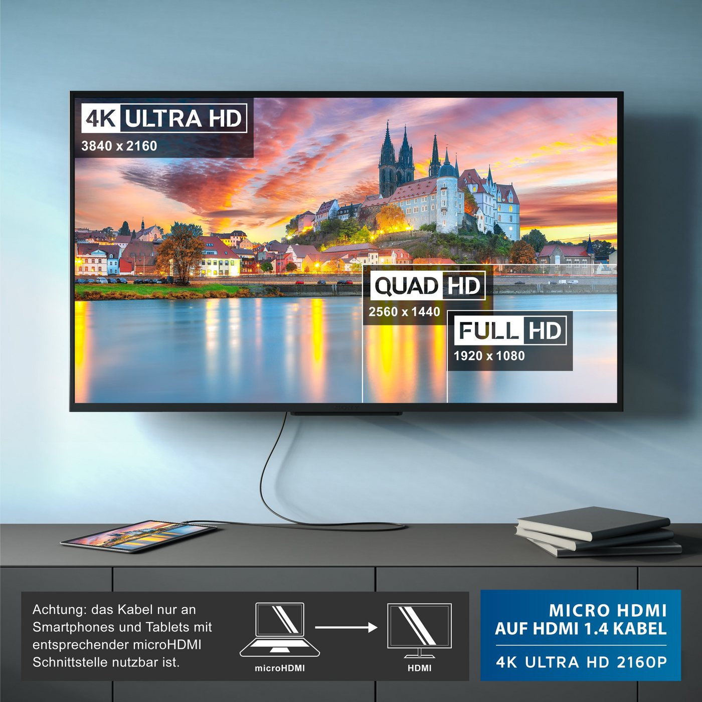 Csl Hdmi Typ D (micro) 2.0 Zu Hdmi Typ A Kabel, 4k, Ethernet, Ultra Hd 2160p (3840 × 2160 Pixel) - 3m