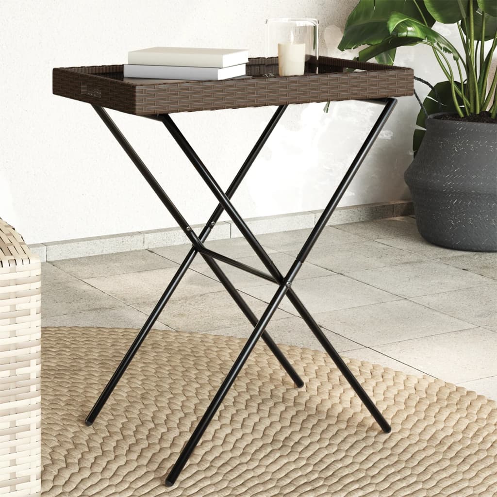 Tabletttisch Klappbar Braun 65x40x75 Cm Poly Rattan