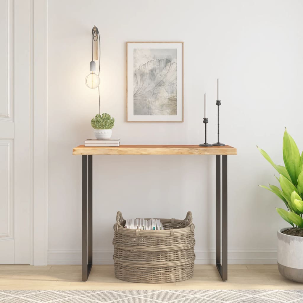 Tischplatte 80x40x2,5 Cm Rechteckig Massivholz Akazie Baumkante