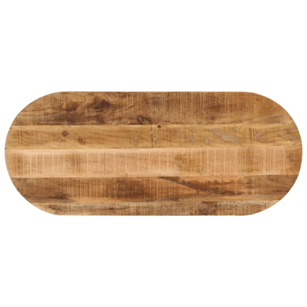 Tischplatte 120x50x3,8 Cm Oval Raues Massives Mangoholz