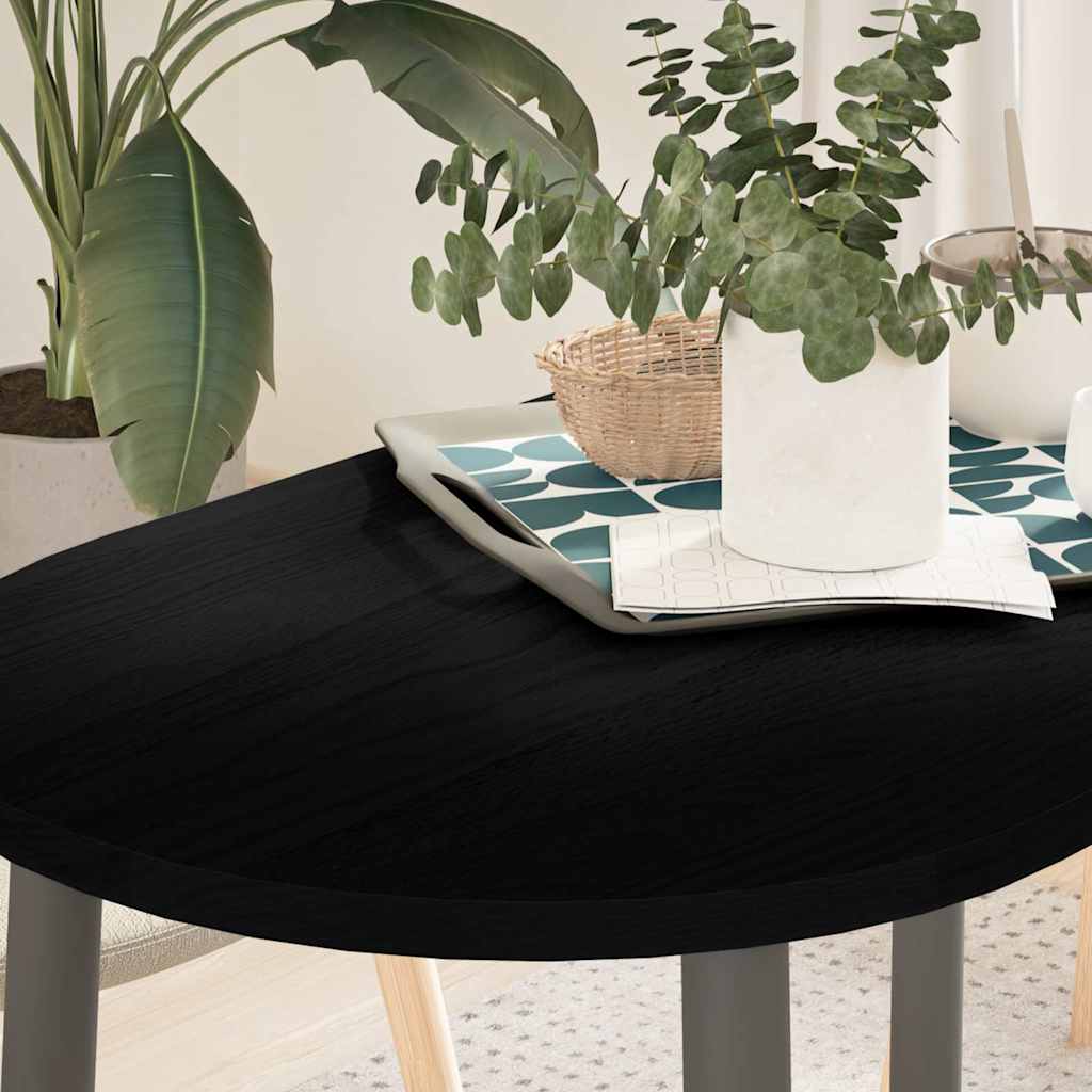 Tischplatte Dunkelbraun 100x50x2 Cm Massivholz Eiche Oval
