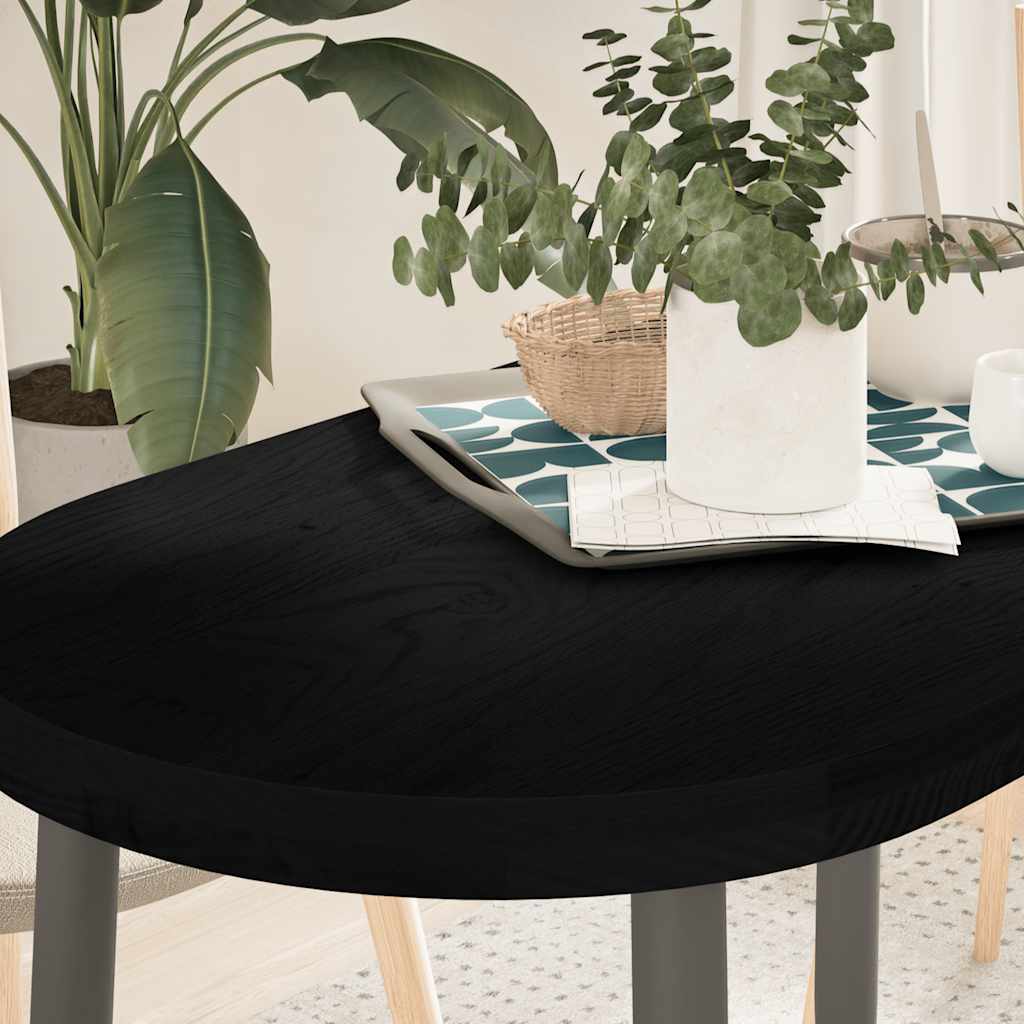 Tischplatte Dunkelbraun 100x50x4 Cm Massivholz Eiche Oval