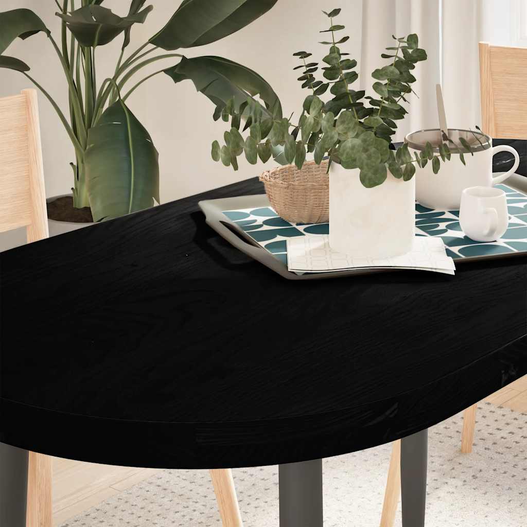 Tischplatte Dunkelbraun 120x60x4 Cm Massivholz Eiche Oval