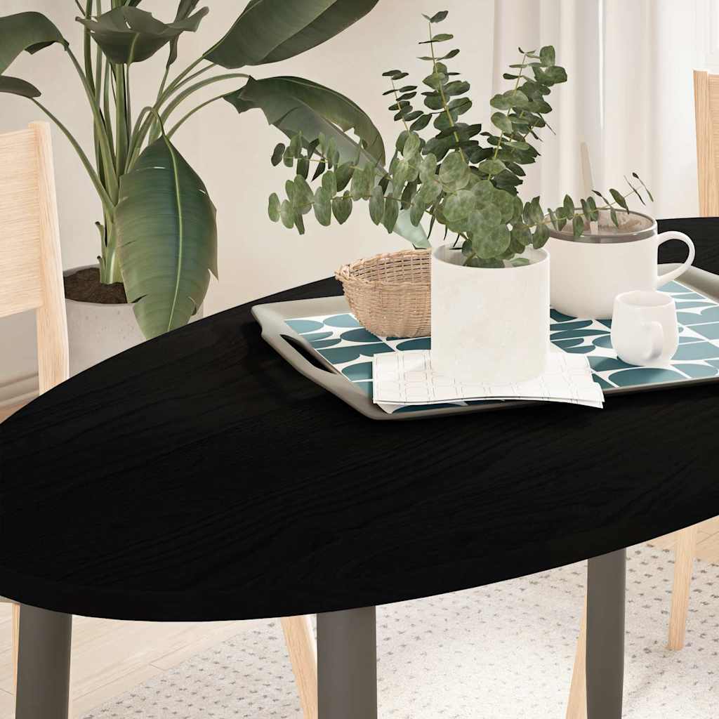Tischplatte Dunkelbraun 120x60x2 Cm Massivholz Eiche Oval