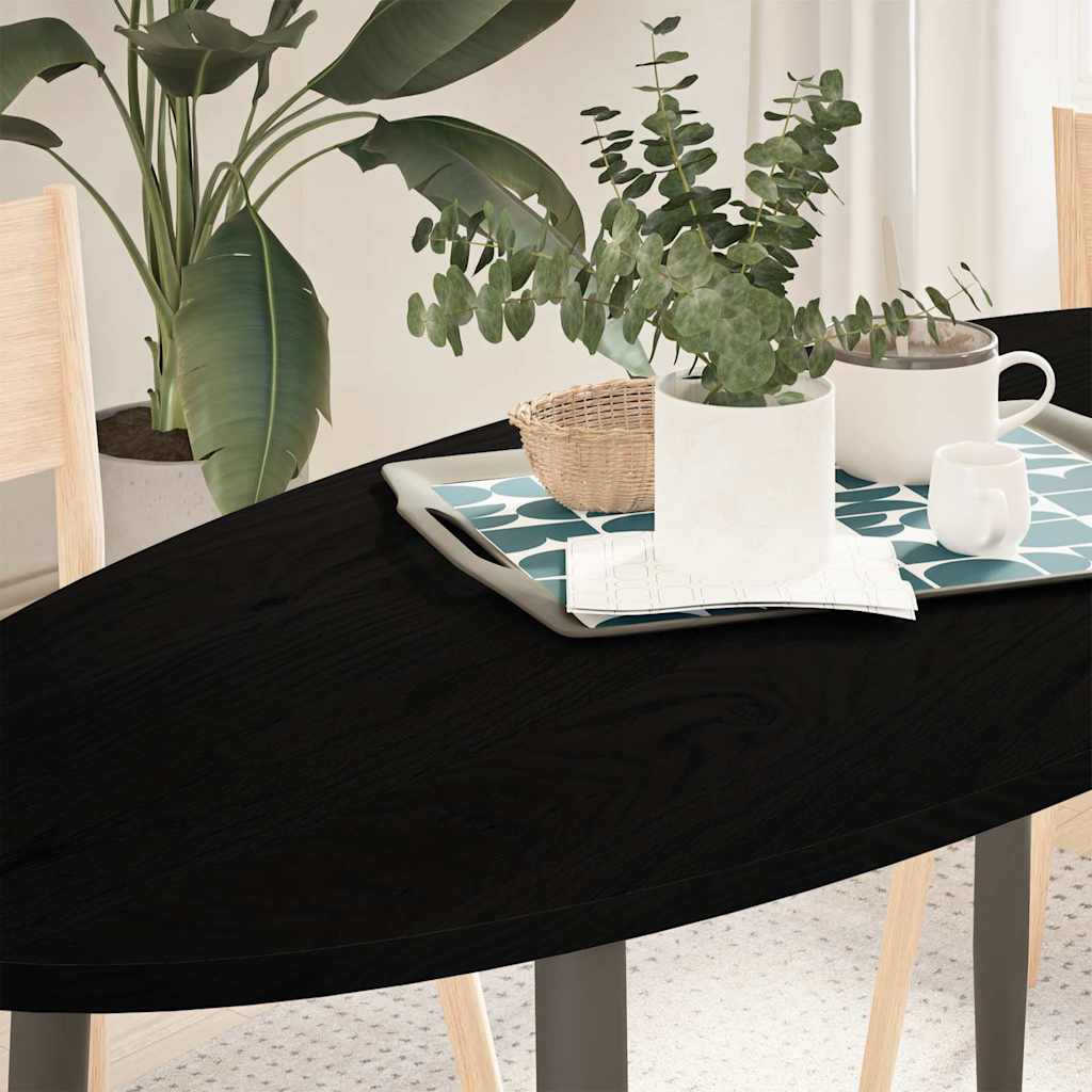 Tischplatte Dunkelbraun 140x60x2 Cm Massivholz Eiche Oval