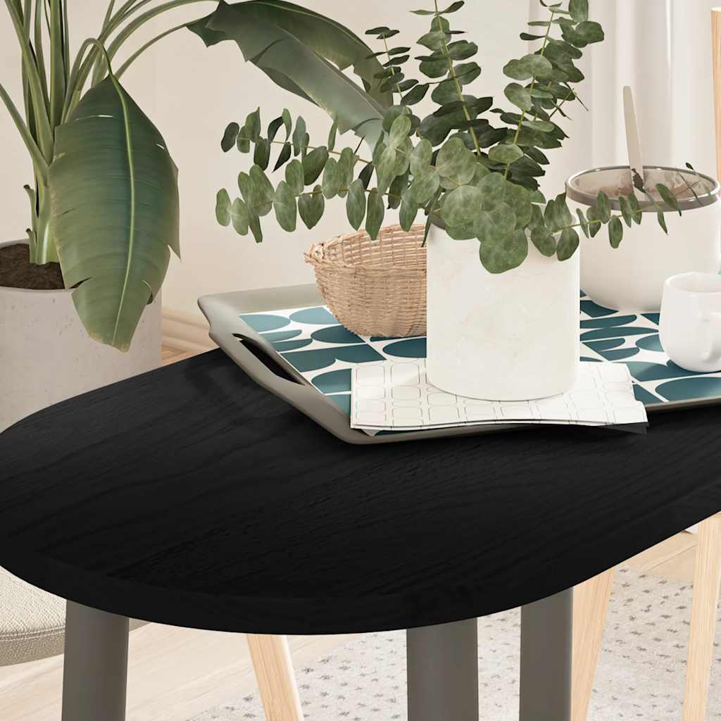 Tischplatte Dunkelbraun 80x40x2 Cm Massivholz Eiche Oval