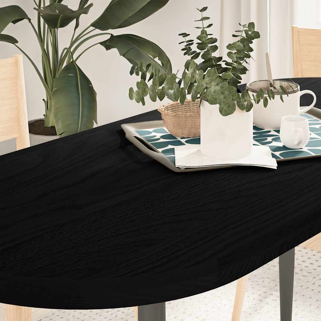 Tischplatte Dunkelbraun 140x60x4 Cm Massivholz Eiche Oval