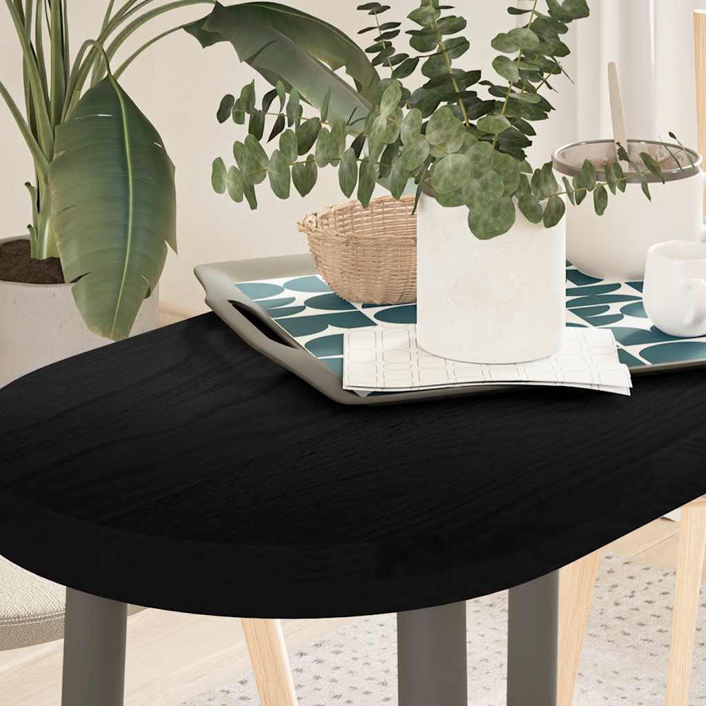 Tischplatte Dunkelbraun 80x40x4 Cm Massivholz Eiche Oval