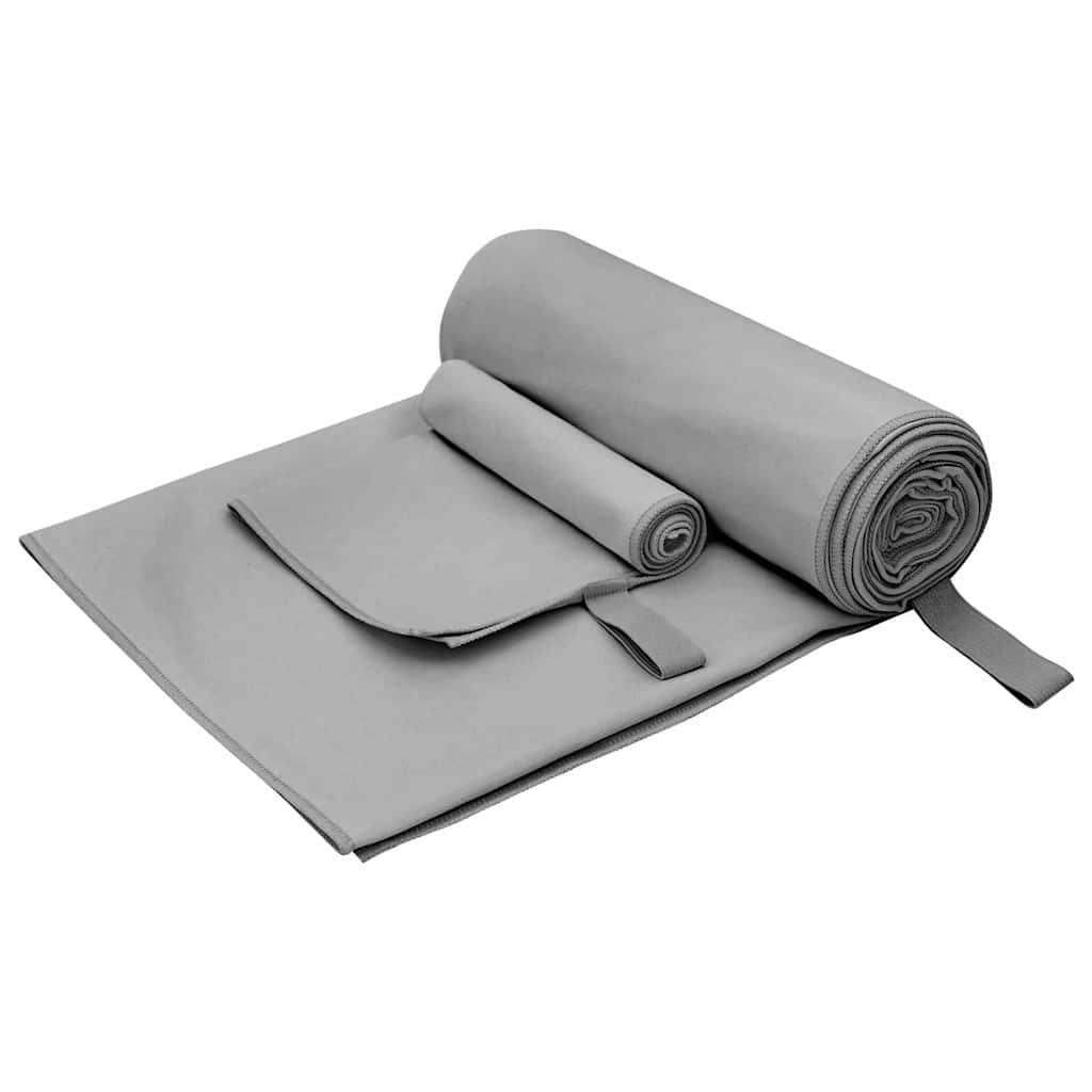 Sporthandtuch Set 2 Pcs Dunkelgrau Stoff