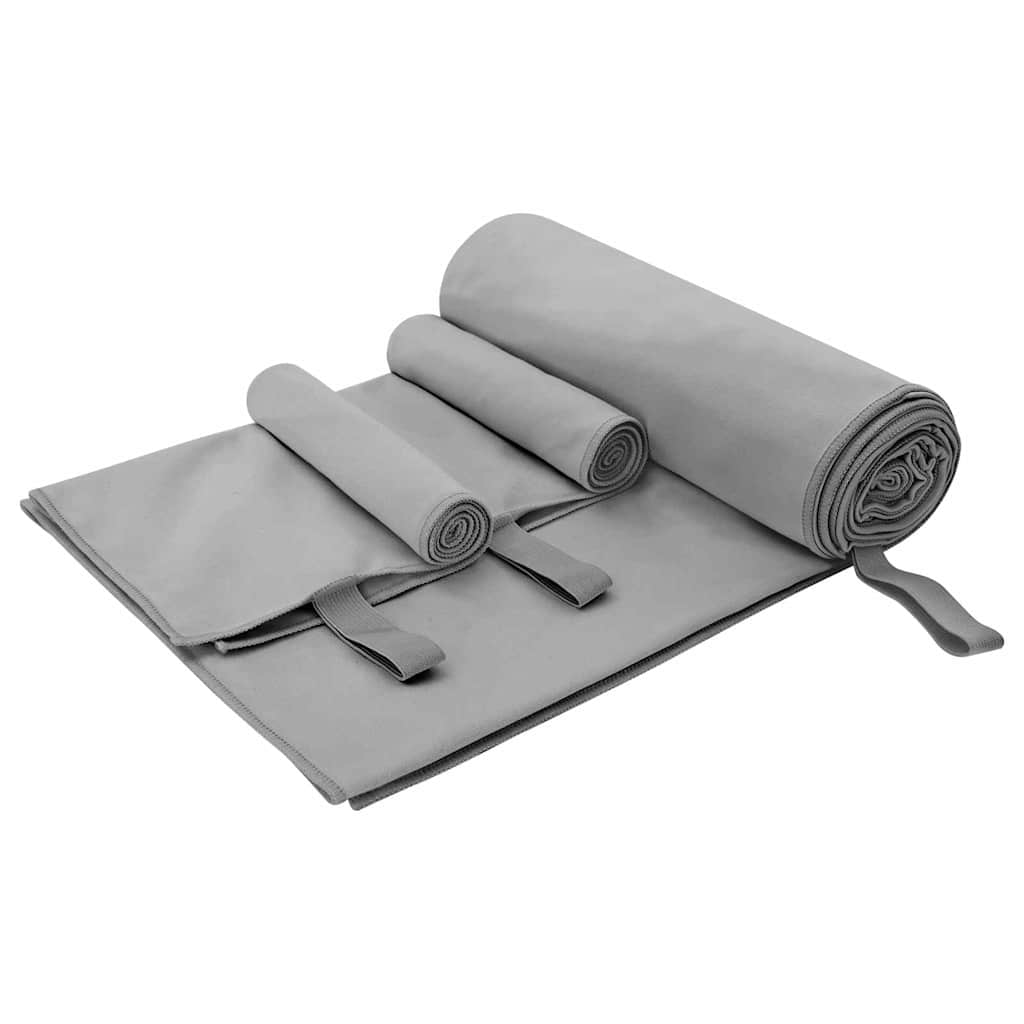 Sporthandtuch Set 3 Pcs Dunkelgrau Polyester Und Polyamid