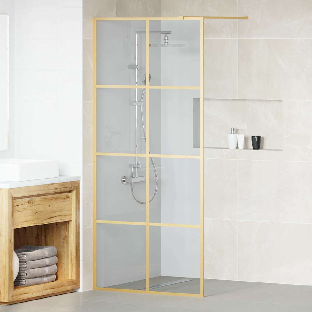Walk-in Duschwand Gold 90 X 195 Cm Gehärtetes Glas