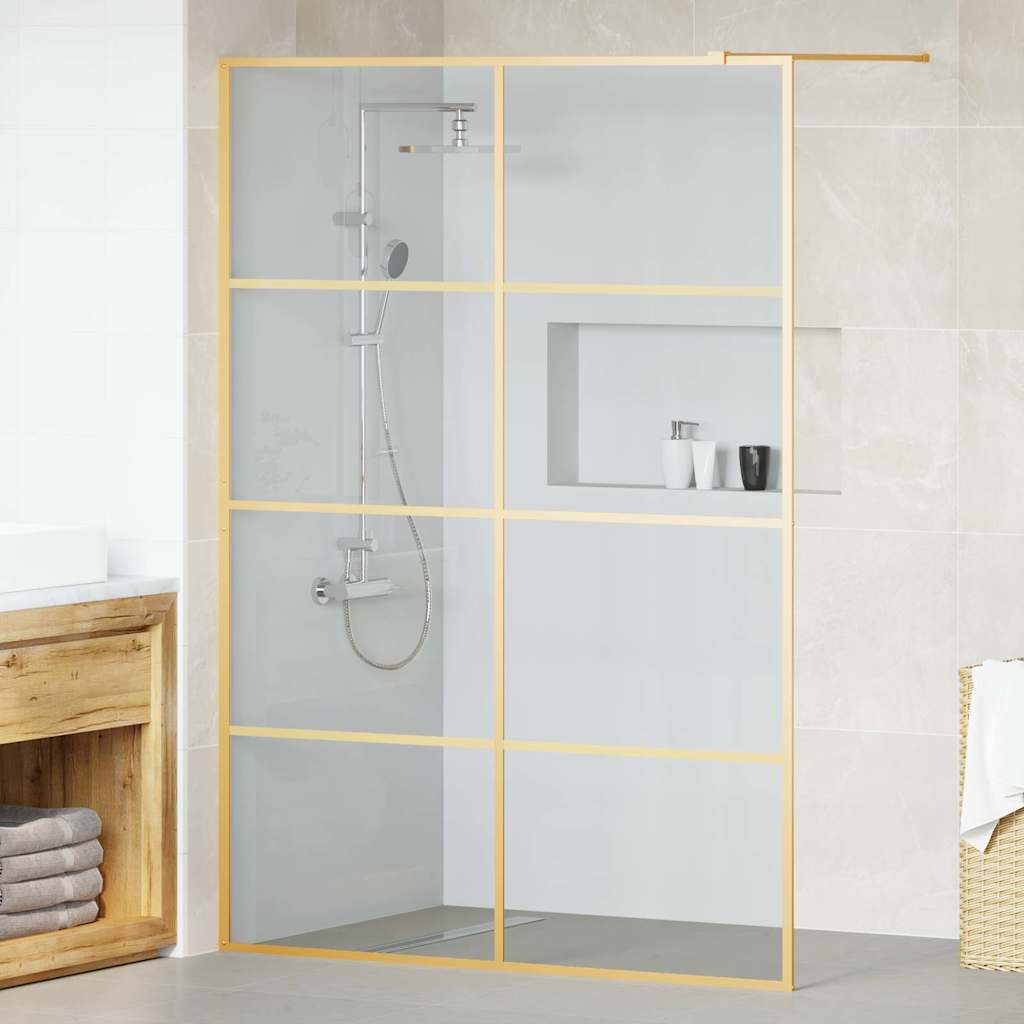 Walk-in Duschwand Gold 140 X 195 Cm Gehärtetes Glas