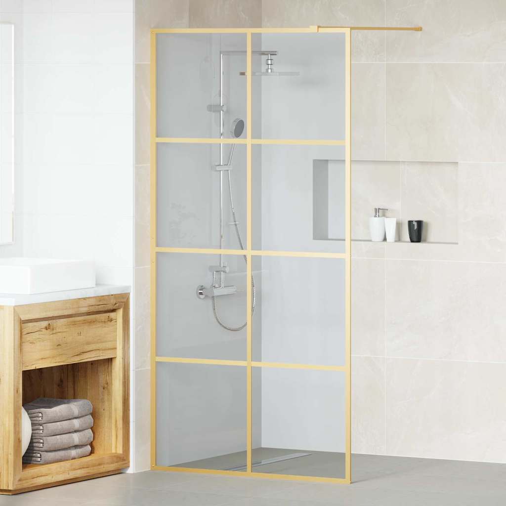 Walk-in Duschwand Gold 100 X 195 Cm Gehärtetes Glas