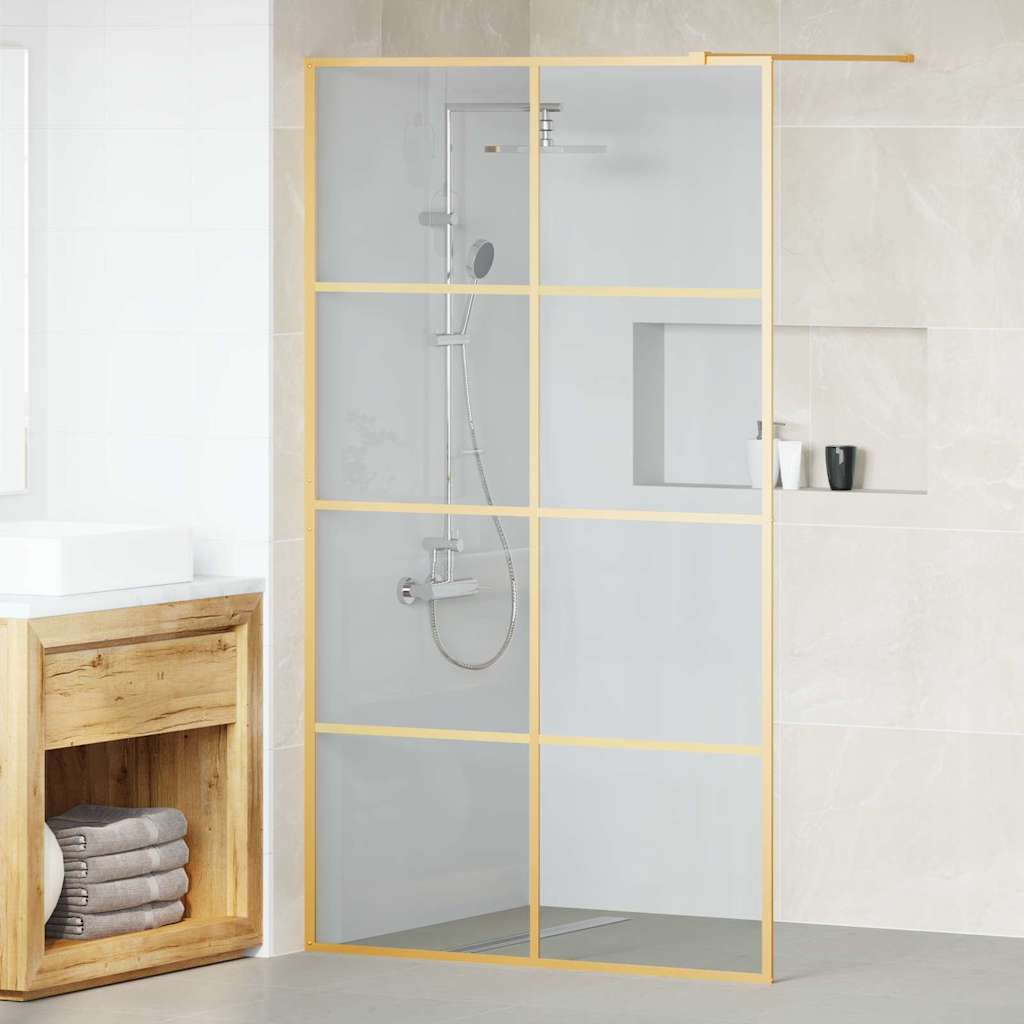 Walk-in Duschwand Gold 115 X 195 Cm Gehärtetes Glas