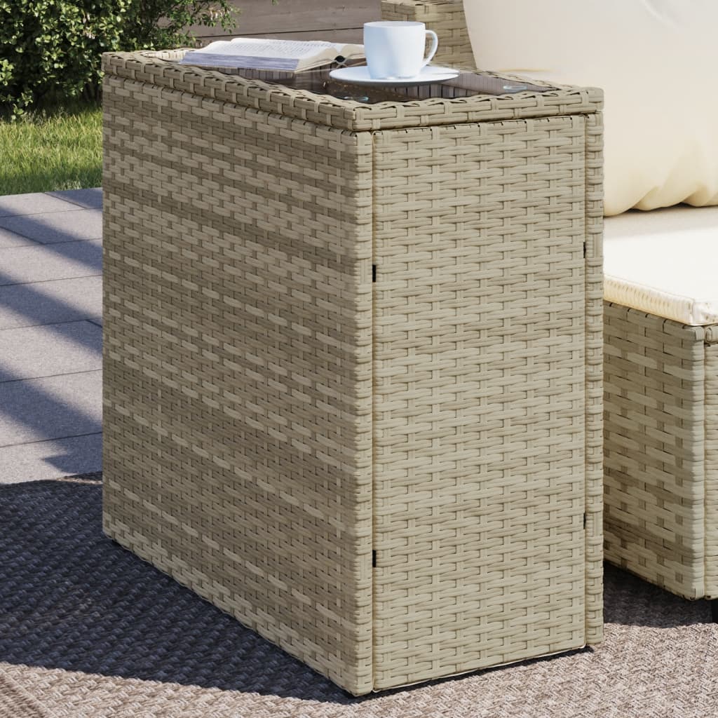 Garten-beistelltisch Mit Glasplatte 58x27,5x55 Cm Poly Rattan
