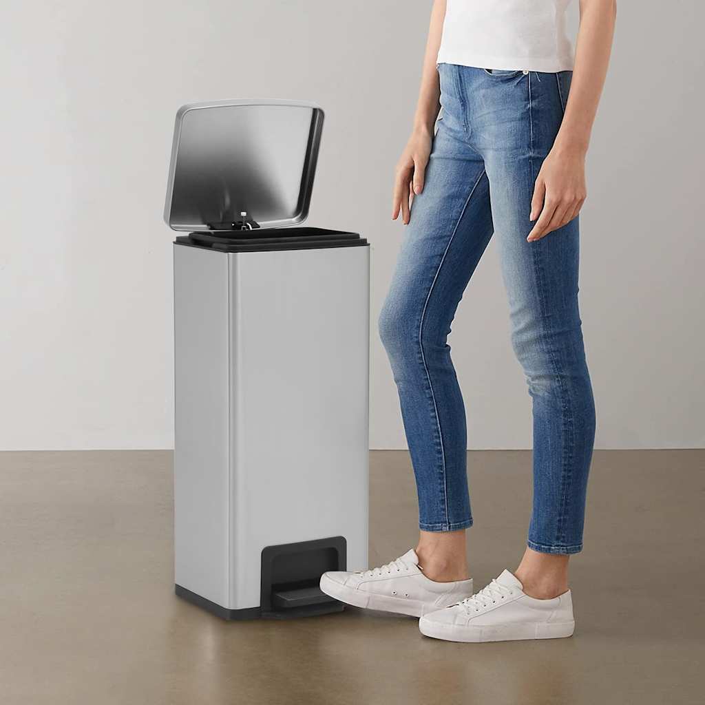 Mülleimer Mit Pedal Anti-fingerabdruck 30 L Silbern Edelstahl