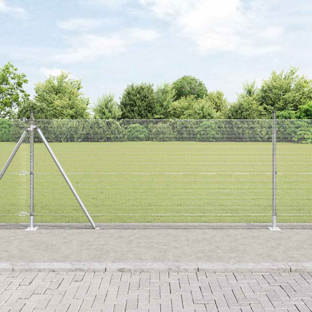 Zaunpfosten Silber 10 X 0,8 M (12 X 12 Mm Maschendraht) Stahl