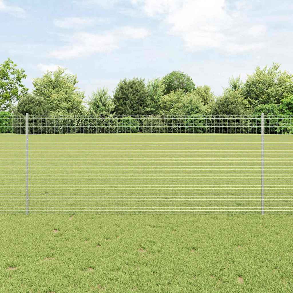 Zaun Mit Pfosten Silber 1 X 50 M Stahl