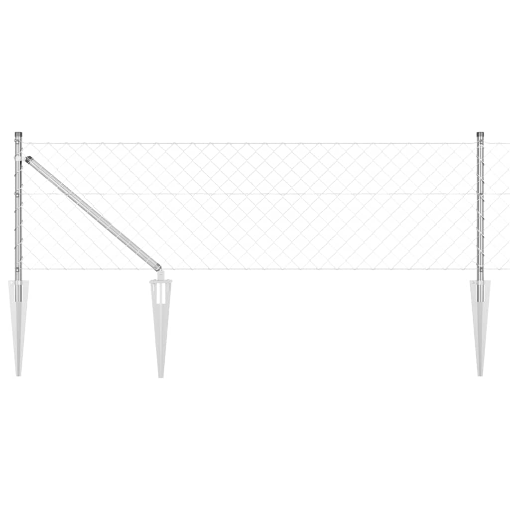 Zaunpfosten Silber 10 X 0,8 M (60 X 60 Mm Maschen) Stahl