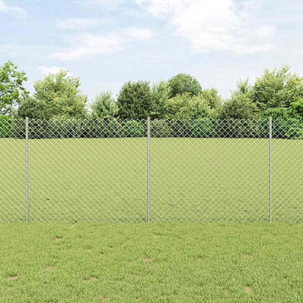 Zaun Mit Pfosten Silber 1 X 10 M Stahl