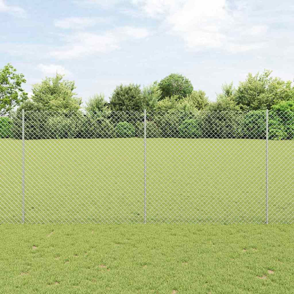 Zaun Mit Pfosten Silber 1,4 X 10 M Stahl