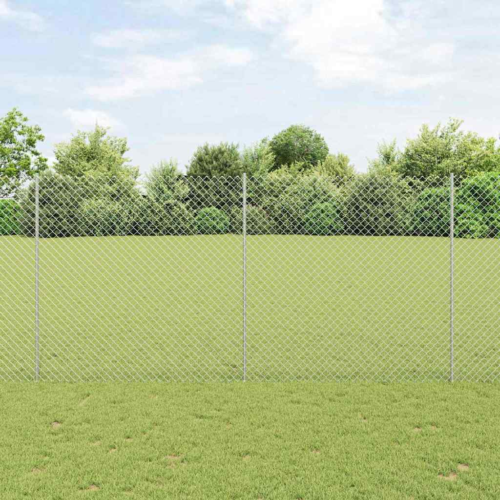 Zaun Mit Pfosten Silber 1,5 X 10 M Stahl
