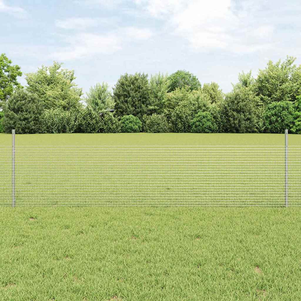 Zaun Mit Pfosten Silber 0,5 X 10 M Stahl