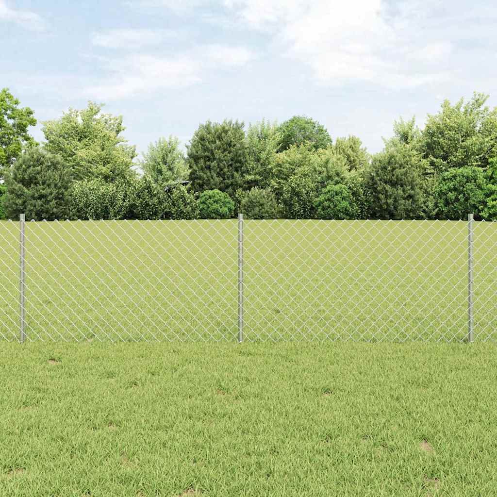 Zaun Mit Pfosten Silber 0,6 X 10 M Stahl