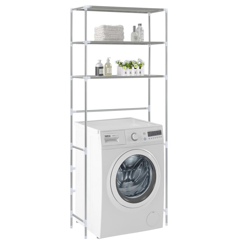 Waschmaschinenregal 3 Ablagen Silbern 69x28x169 Cm
