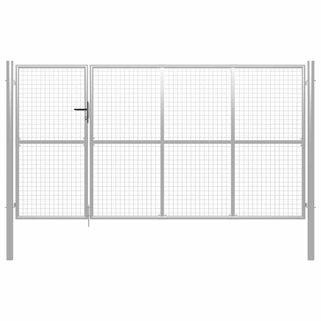 Gartentor Stahl 350 X 150 Cm Silbern