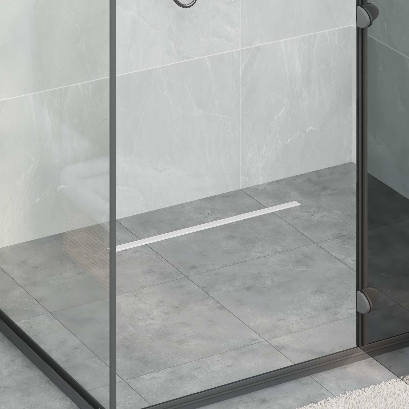 360° Duschablauf Mit Slim Modell Silber 60 Cm Edelstahl 304