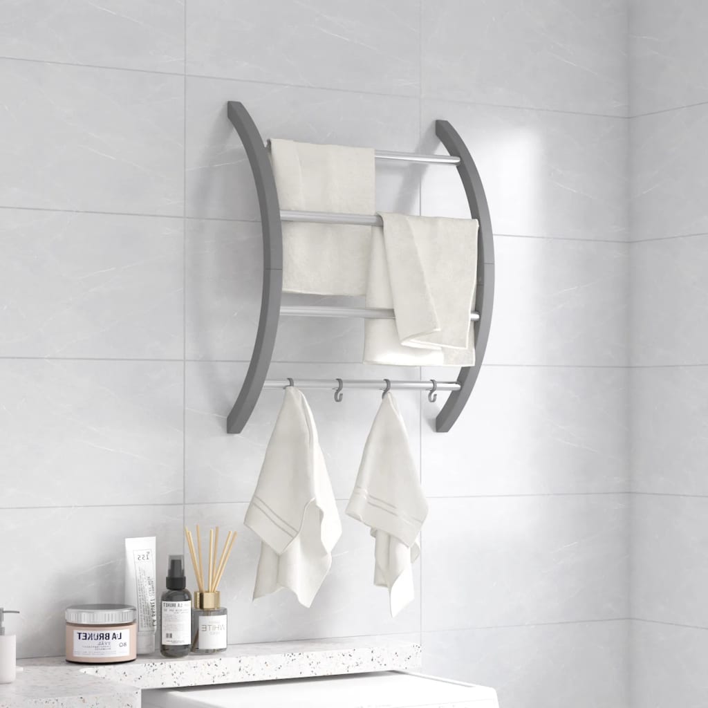 Handtuchhalter Mit Haken Silbern 56x16x72 Cm Aluminium