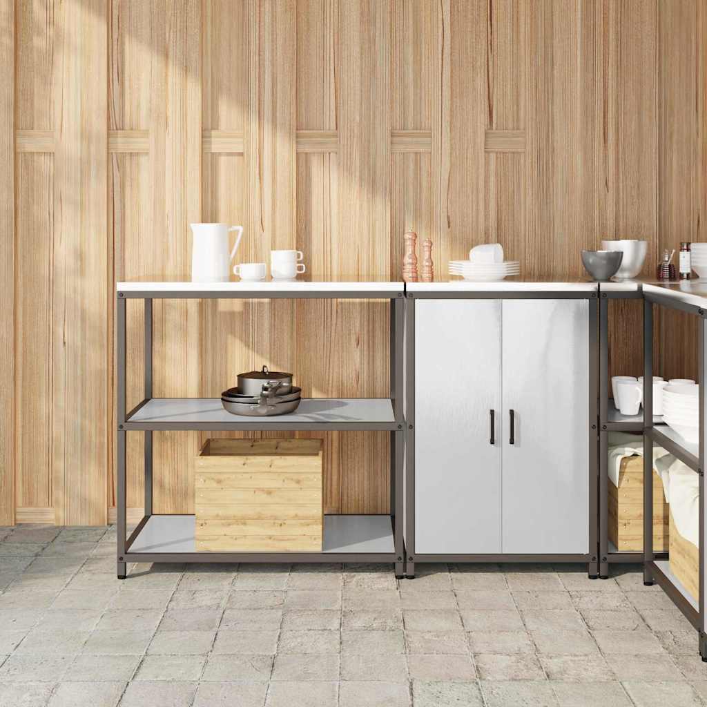 Aufbewahrungsset Für Die Küche Mit Regal 2 Pcs Silber Edelstahl