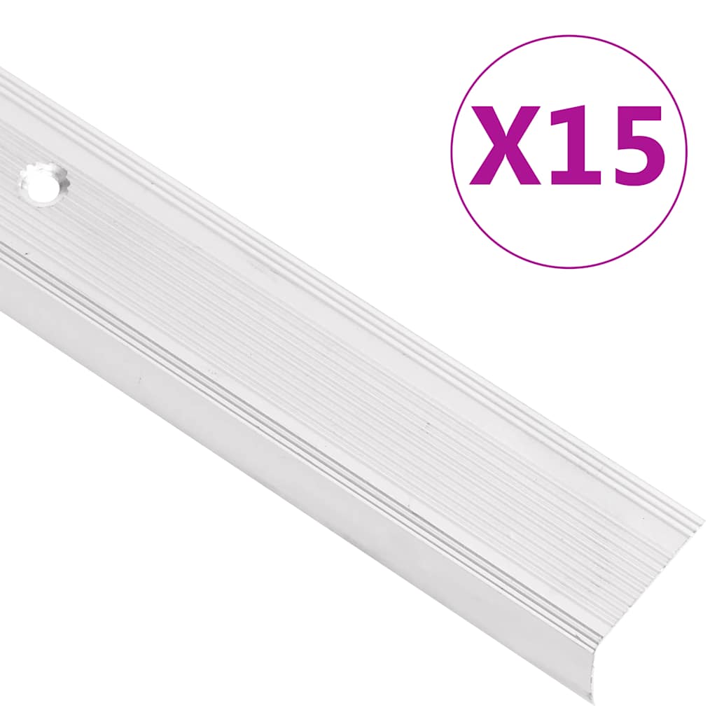 Treppenkantenprofile In L-form 15 Stk. Aluminium 100 Cm Silbern