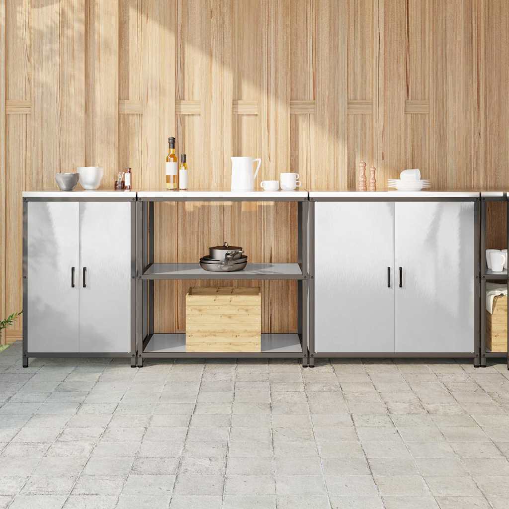 Aufbewahrungsset Für Die Küche Mit Regal 3 Pcs Silber Edelstahl