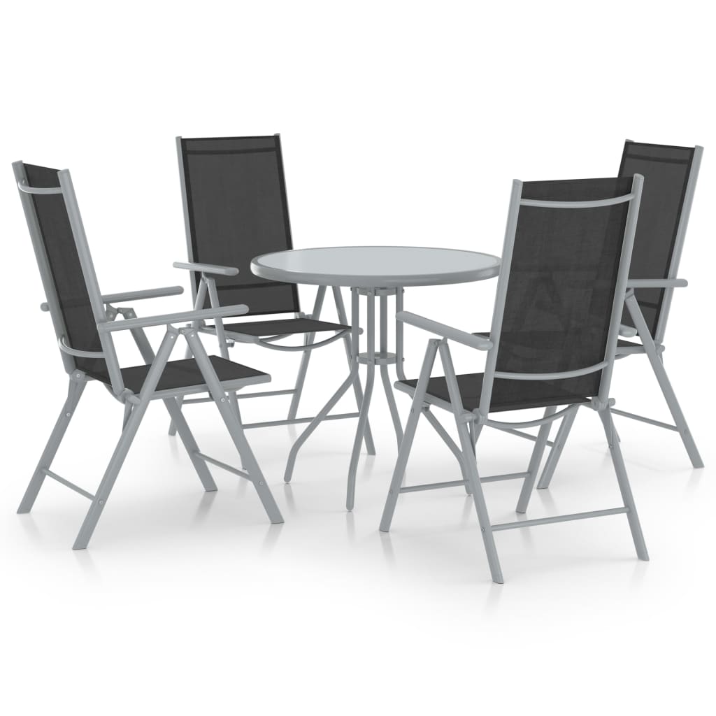 5-tlg. Garten-essgruppe Aluminium Und Textilene Silbern