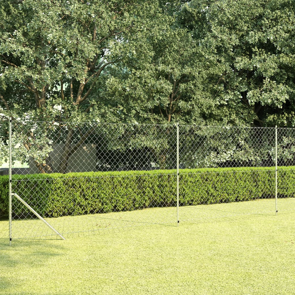 Maschendrahtzaun Mit Pfosten Verzinkter Stahl 15×1,5 M Silbern