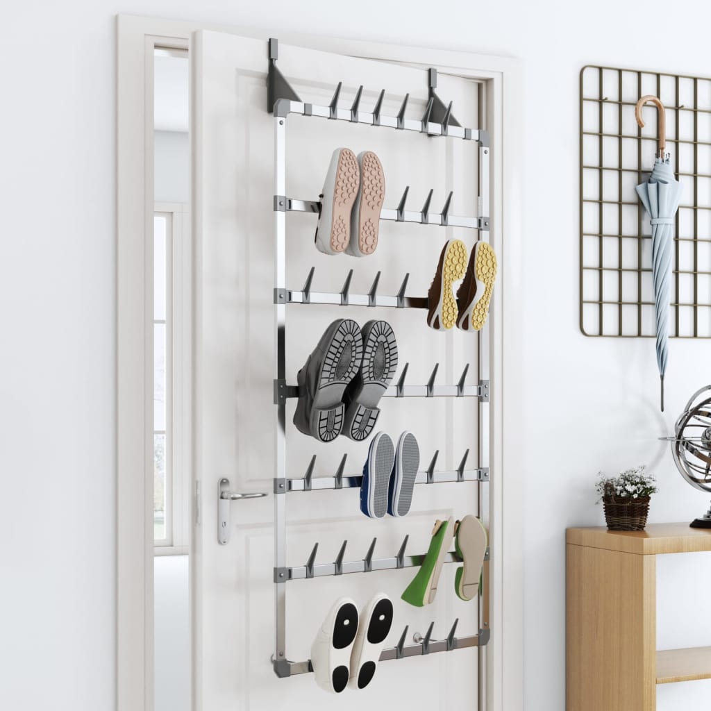 Hängender Schuhe-organizer Silbern 66x13x139 Cm