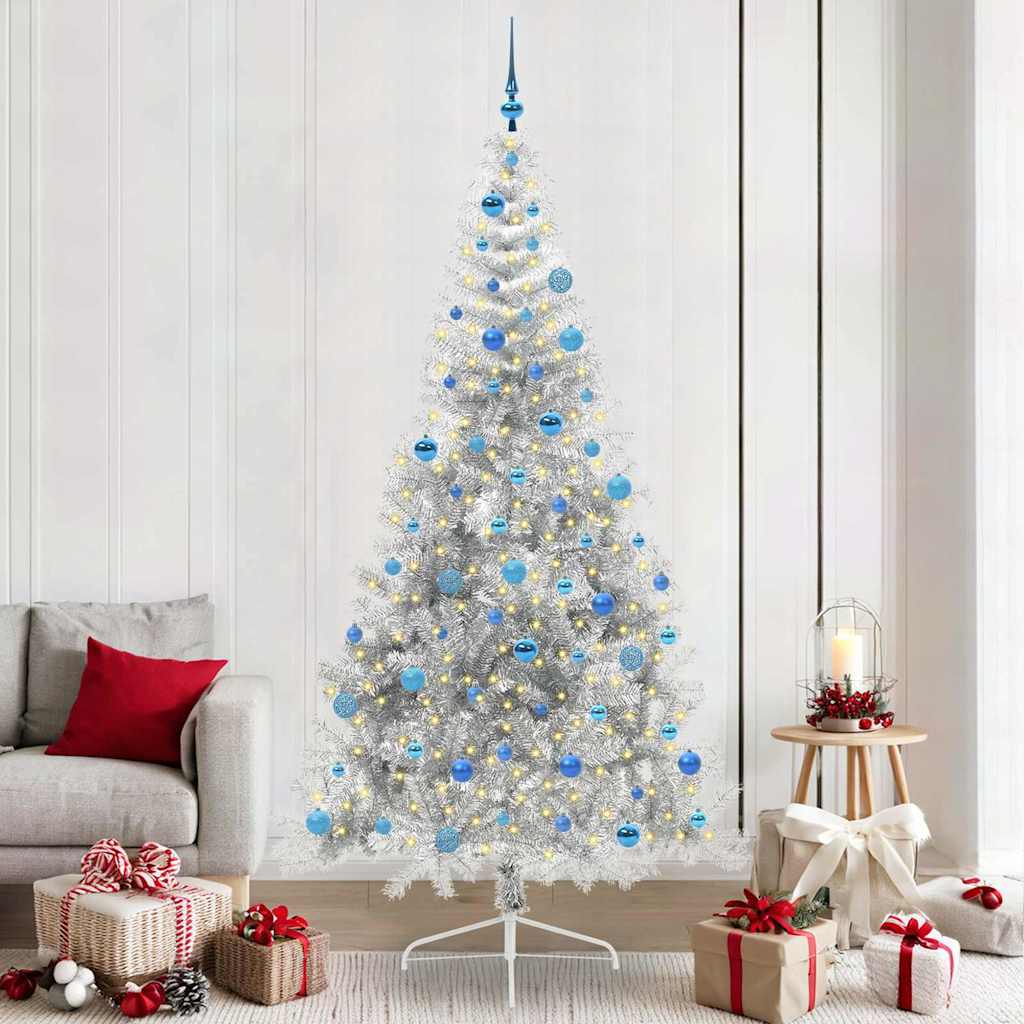 Künstlicher Vorbeleuchteter Weihnachtsbaum Silber 240 Cm Pet