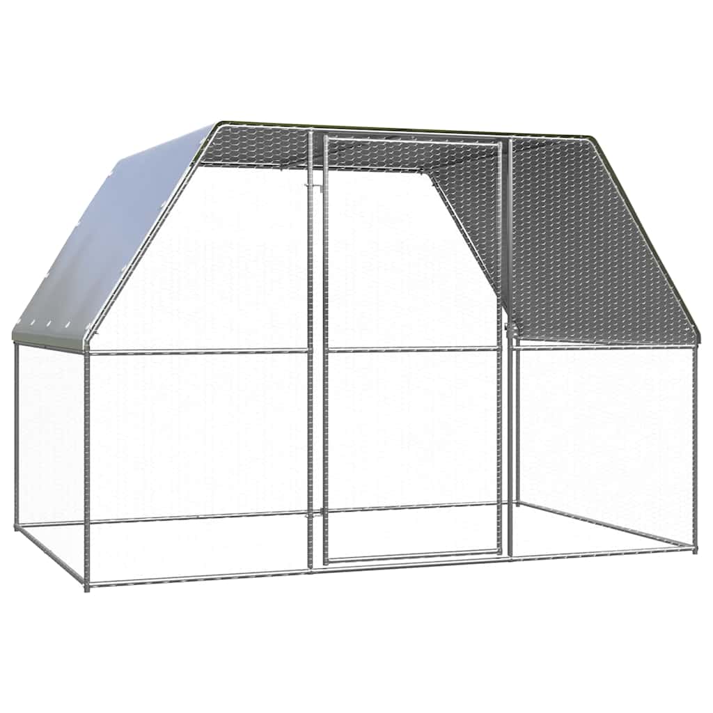Hühnerkäfig Silbern Und Grau 3x2x2 M Verzinkter Stahl