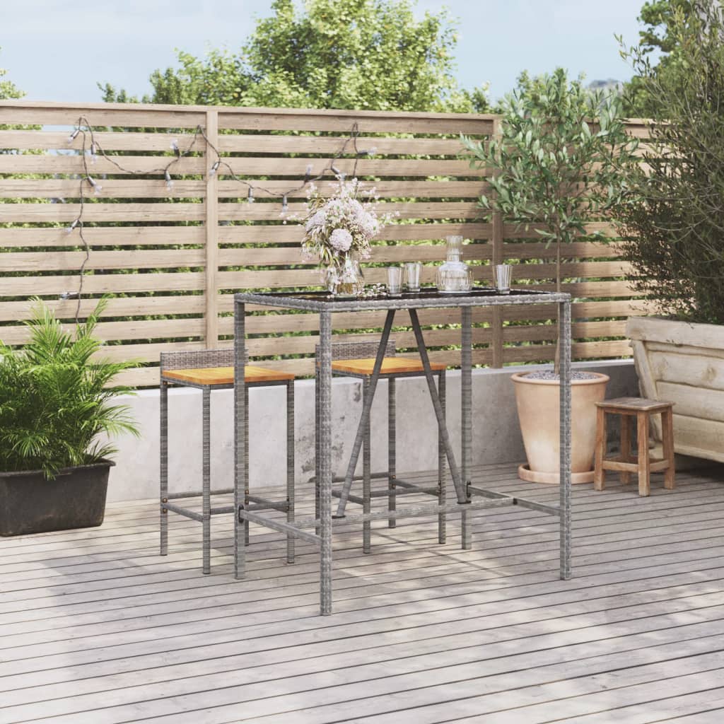 Bartisch Mit Glasplatte Grau 110x70x110 Cm Poly Rattan