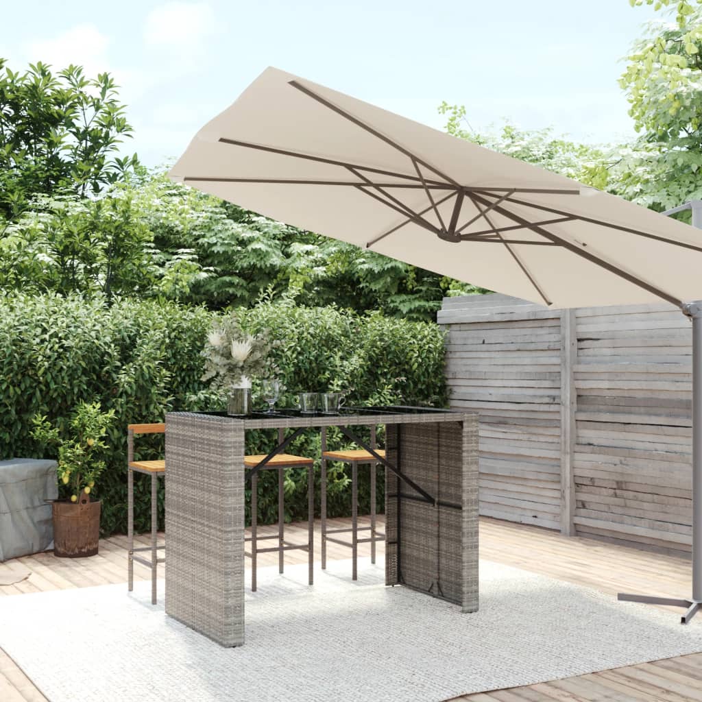 Bartisch Mit Glasplatte Grau 145x80x110 Cm Poly Rattan