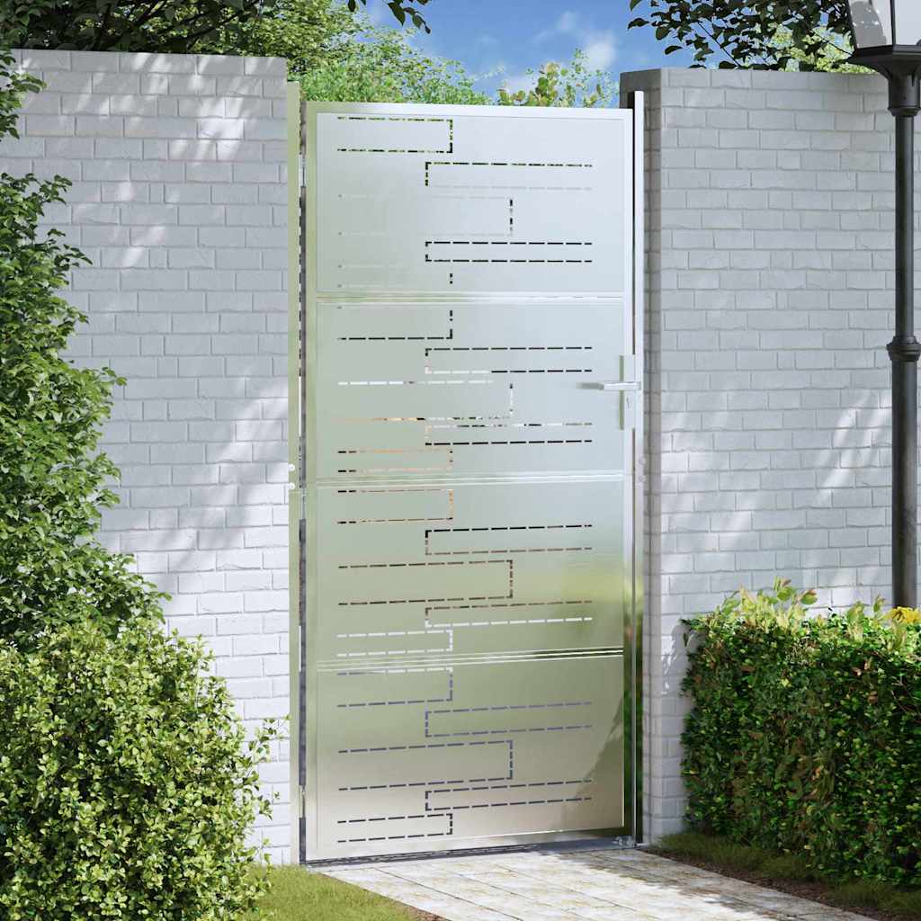 Gartentor Mit Schloss Silber 85 X 196 Cm Edelstahl