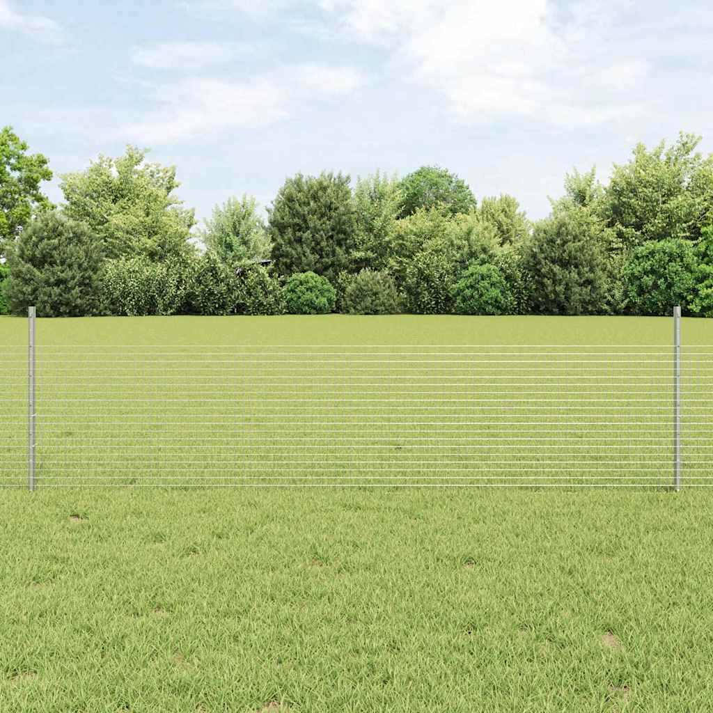 Zaun Mit Pfosten Silber 0,5 X 50 M Stahl