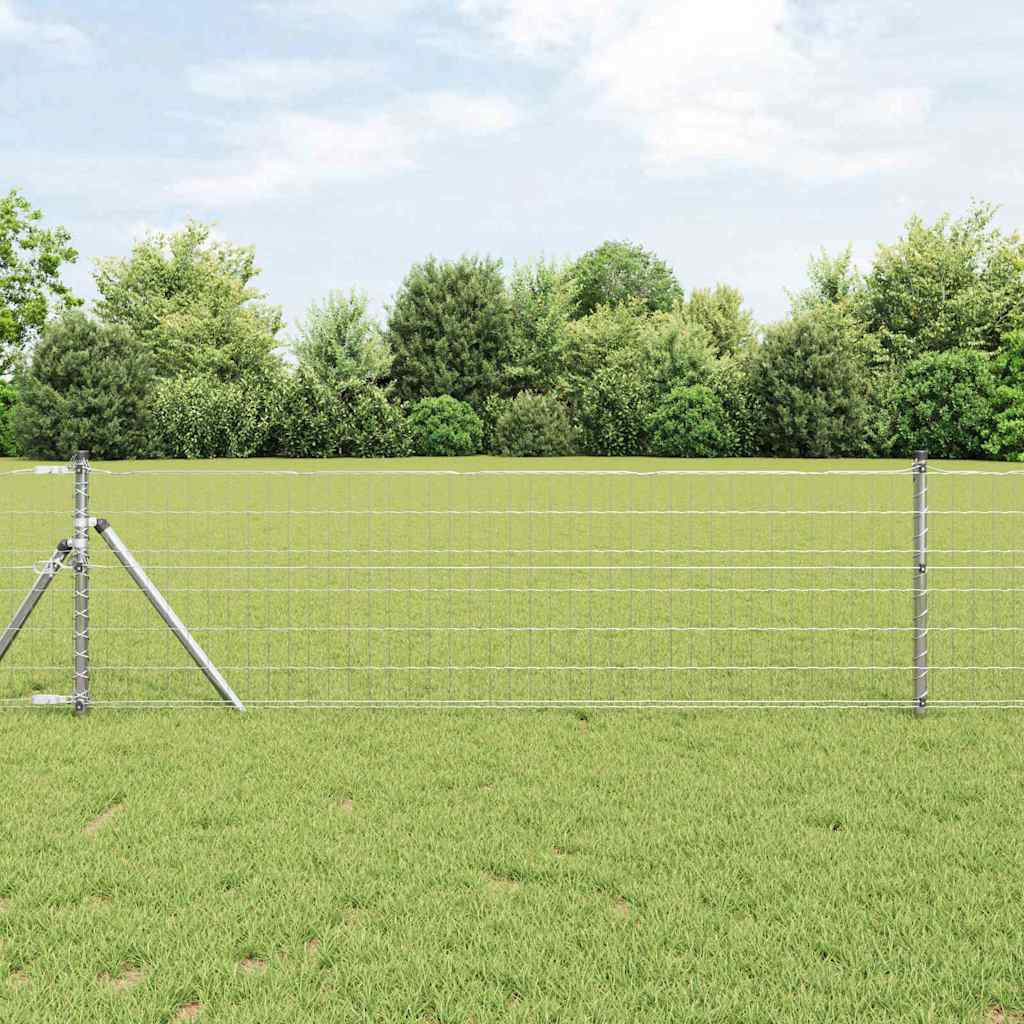 Zaun Mit Pfosten Silber 0,6 X 10 M Stahl Und Pvc