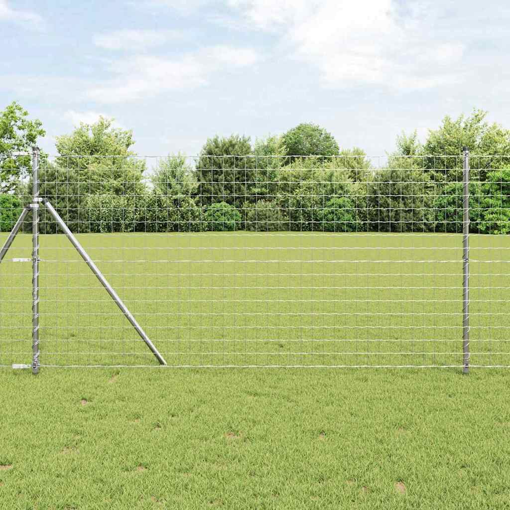 Zaun Mit Pfosten Silber 1,4 X 10 M Stahl Und Pvc