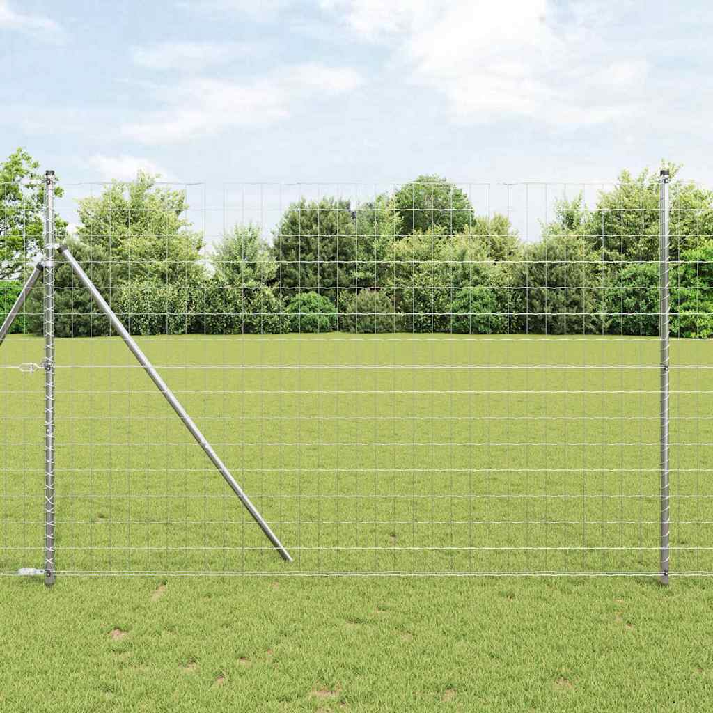 Zaun Mit Pfosten Silber 1,6 X 10 M Stahl Und Pvc