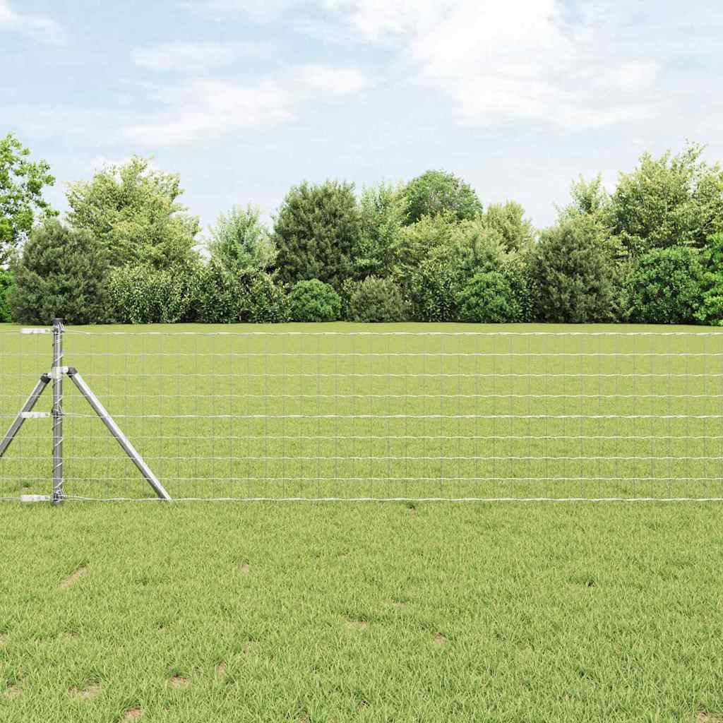 Zaun Mit Pfosten Silber 0,4 X 25 M Stahl Und Pvc